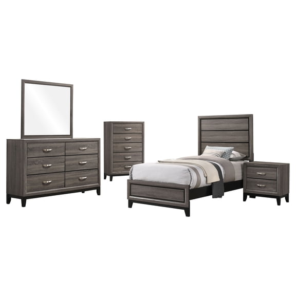 Cabrillo Grey Oak 5-piece Twin Bedroom Set