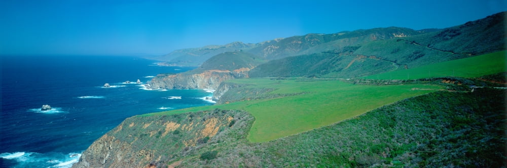 Cabrillo Highway on the California coast at Bixby Bridge in spring Canvas Art - Panoramic Images (27 x 9)