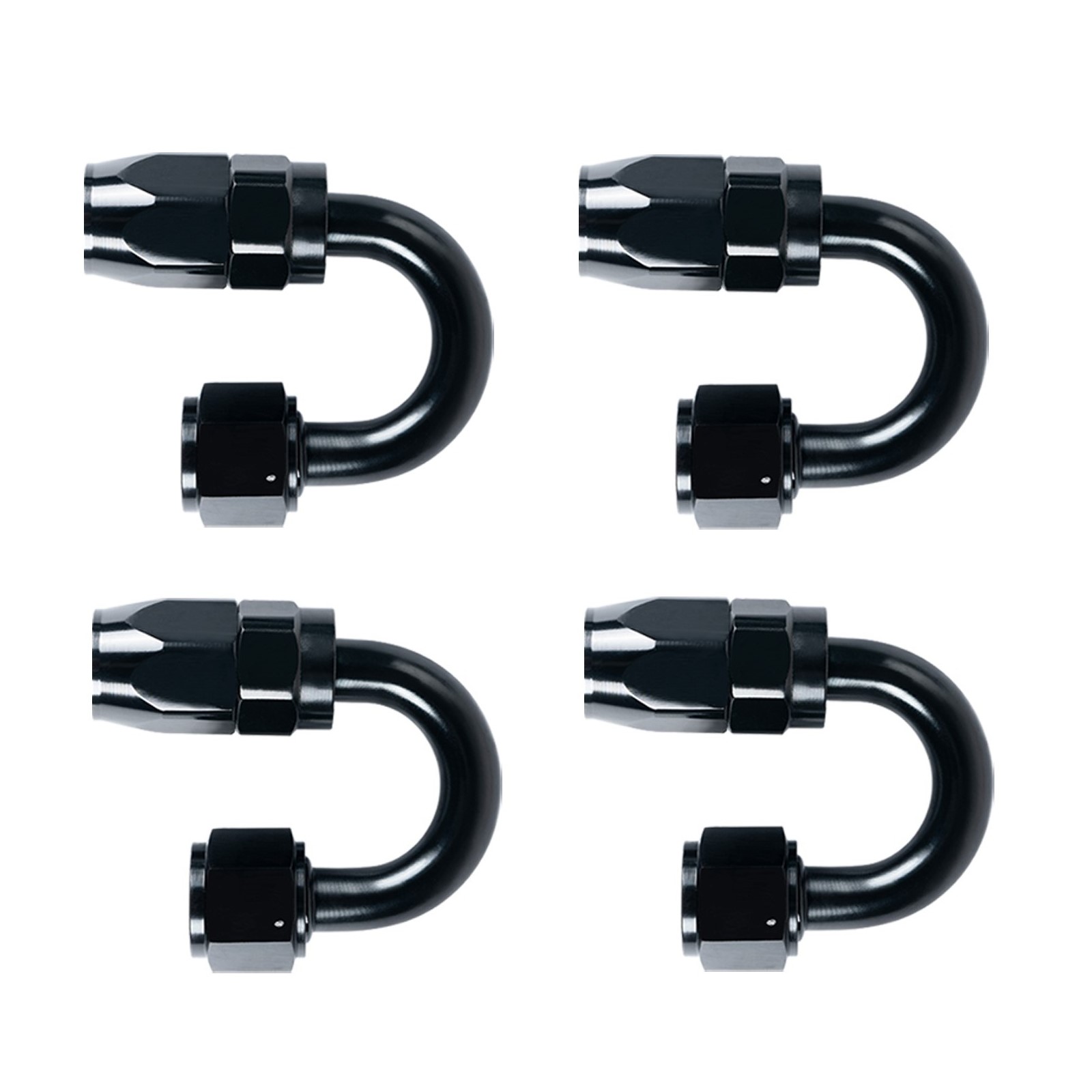2PCS 8AN Straight Swivel Compression Hose End Fittings - Black Anodized Aluminum For Braided Fuel Lines