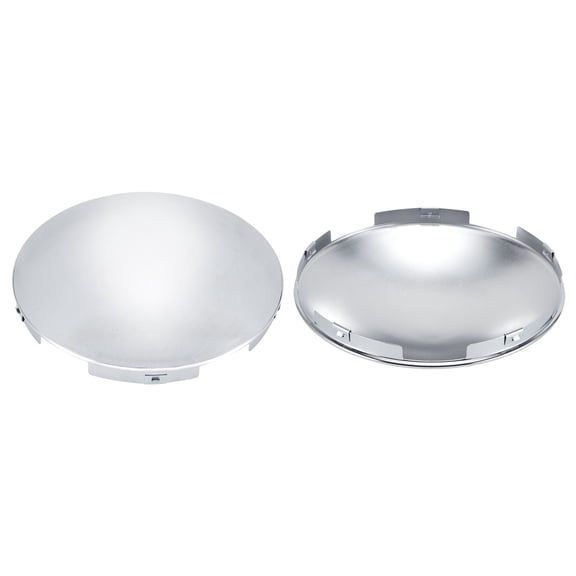 Cabtherlyn Chrome Front Hub Cap Covers for Semi Truck 8-23/32" Hub Caps, 5 Even Notched, 7/16" Lip with pre-Installed Clips Dome Metal for Semi Truck Hub Caps, 2Pack