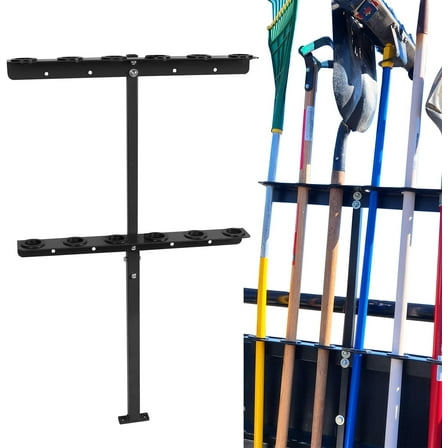 Cabtherlyn Landscape Hand Tool Rack for Truck Trailer, Vertical Hand Rack for Landscaping, Garage or Shed Walls Holds, 6 Tools for Shovels,Rakes,Hoes BLACK