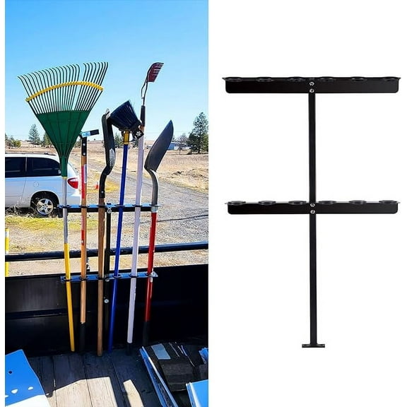 Cabtherlyn Landscape Hand Tool Rack for Truck Trailer, Vertical Hand Rack for Landscaping, Garage or Shed Walls Holds, 6 Tools for Shovels,Rakes,Hoes Black