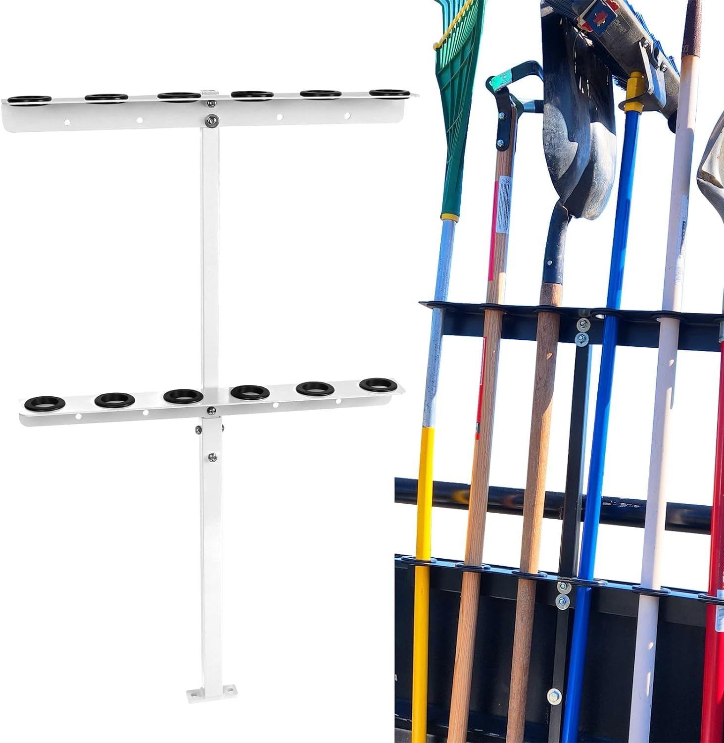 Hand Rake Trash Rack Cabtherlyn Landscape Hand Tool Rack for Truck Trailer, Vertical Hand ...