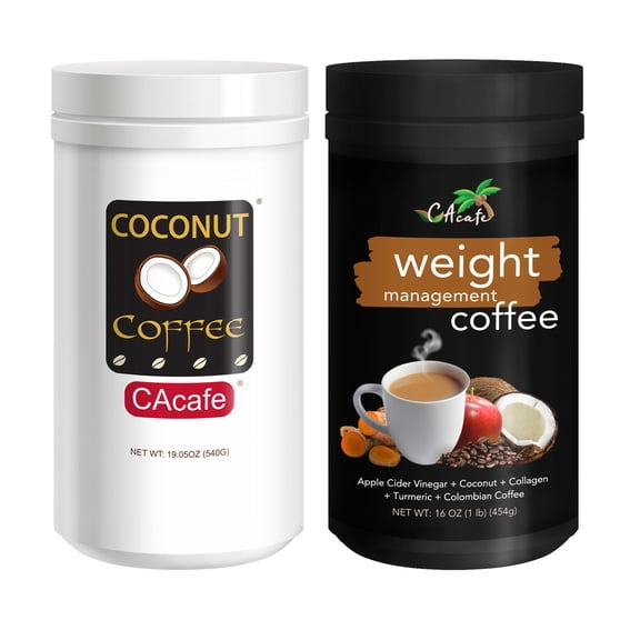 Cacafe Coconut Coffee and Weight Management Coffee Variety (2-pack Bundle)