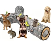 Cacagoo Collapsible Cat Tunnel with 5 Peep Holes, Tree Trunk Style Interactive Play Tube for Indoor Cats, Kittens, Rabbits & Small Pets, Multi-Hole Peekaboo Toy with Steel Frame
