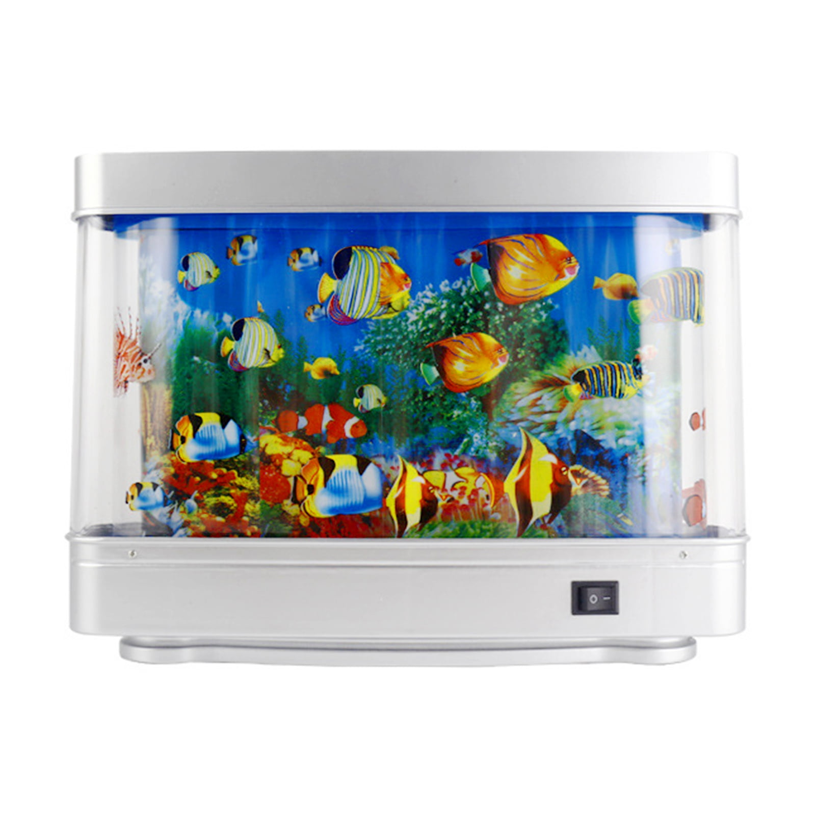 Cacagoo Fake Fish Tank Mini Aquarium,Artificial Tropical Fish Decorative,Fake Aquarium Decorative Lamp,Aquarium Lights Motion Lamp Night Light with Moving Fish,Gift for Kids