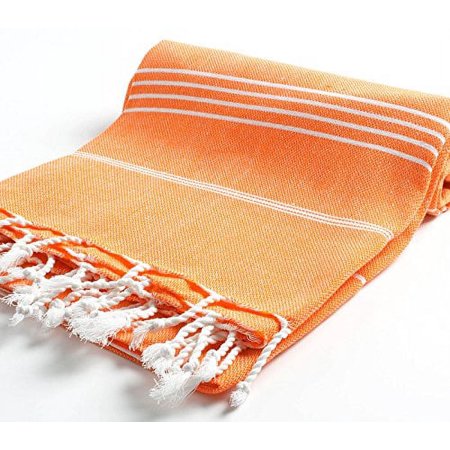 Cacala 100% Cotton Pestemal Turkish Bath Towel, 37 x 70", Orange