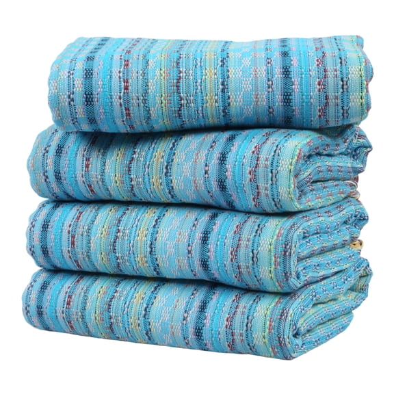 Cacala Extra Large Hand loomed Turkish Bath Towels Set of 4, 100% Cotton Quick-Drying and Lightweight Perfect for Travel, Camping, Gym and Beach (4 Pieces, Blue)