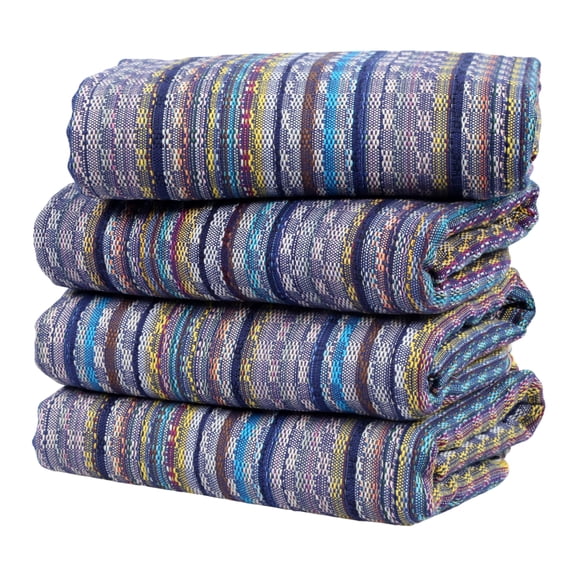 Cacala Extra Large Hand loomed Turkish Bath Towels Set of 4, 100% Cotton Quick-Drying and Lightweight Perfect for Travel, Camping, Gym and Beach (4 Pieces, Darkblue)