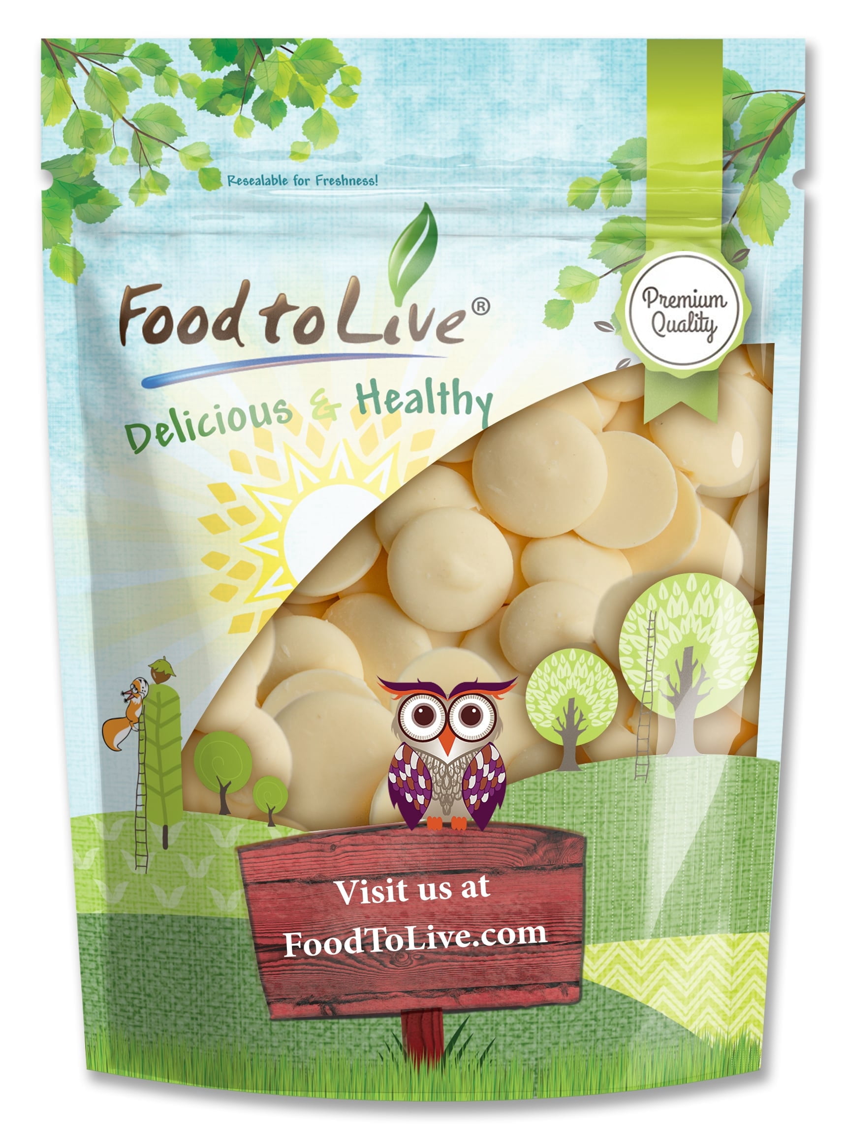 Cacao Butter Wafers, 1 Pound — Kosher, Raw, Vegan — by Food to Live