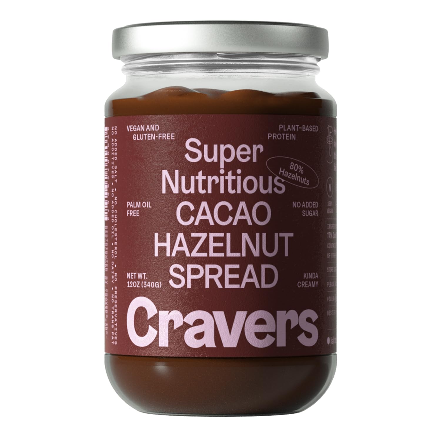 Cacao Hazelnut Spread No Added Sugar Vegan, Paleo, Kosher & Gluten No Palm Oil & No