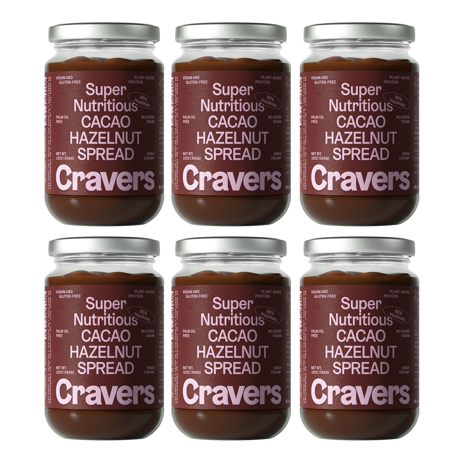 Cacao Hazelnut Spread No Sugar Added, Vegan, Palm Oil & NonGMO, Creamy Chocolate Spread 12
