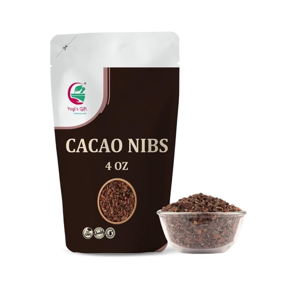 Cacao Nibs 4 oz  Raw Cacao Nibs Unsweetened  Crunchy Chocolate Nibs for Smoothies, Baking & Snacks  Premium Cacao by Yogis Gift