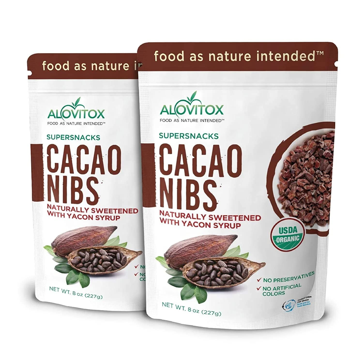 Cacao Nibs Sweetened with Yacon Syrup Organic, Sugar Free, Keto