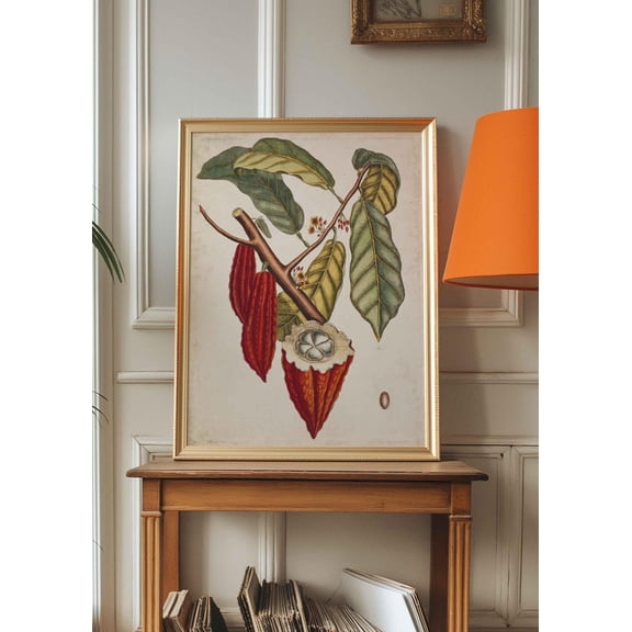 Cacao Plant Wall Art Theobroma Cacao Botanical Chocolate Tree Kitchen For Chocolate Lovers