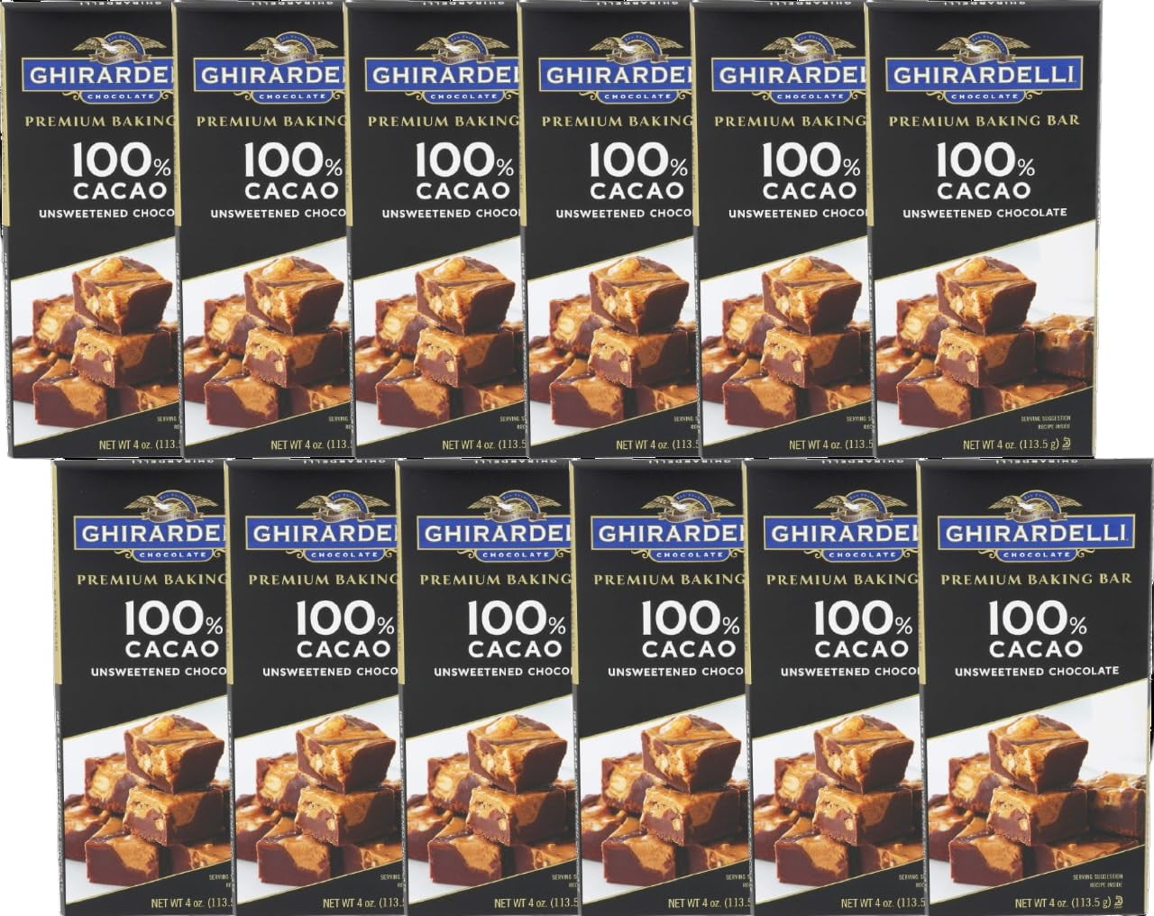 Cacao Unsweetened Premium Chocolate Baking Bar, 4 Ounce Bar (Pack of 12