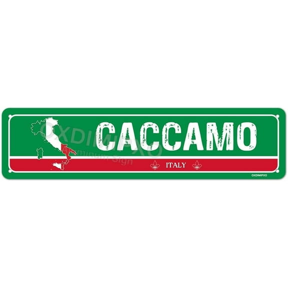 Caccamo, Italy - Italian Flag Themed Gifts Bar Decor - Metal Novelty Signs for Home, Aluminum Italian Restaurant Wall Decorations, Personalized Street Sign, Customized City Sign - 4x16 Inches