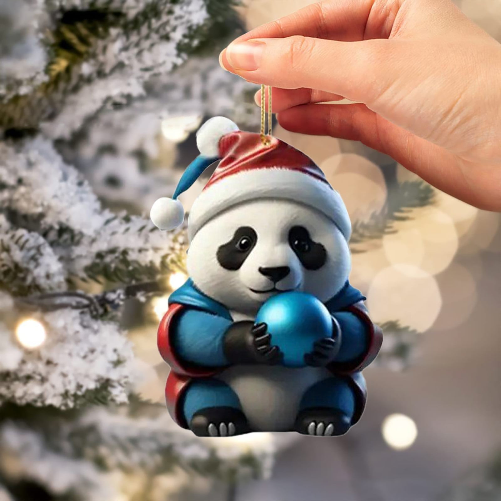 Cacfwgk PendantChristmas Panda Pendant Christmas Tree Acrylic Cartoon