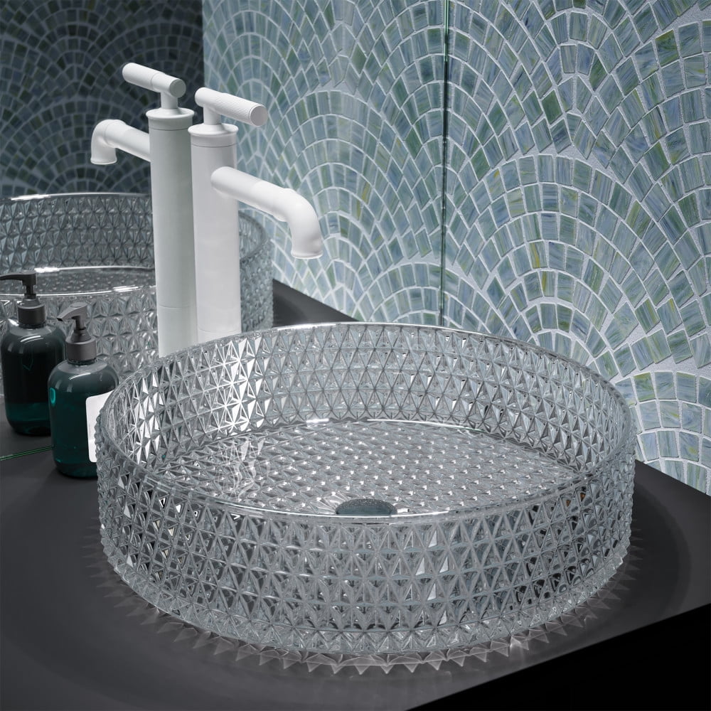 Cache 15.35" Clear Glass Round Above-Counter Vessel Sink