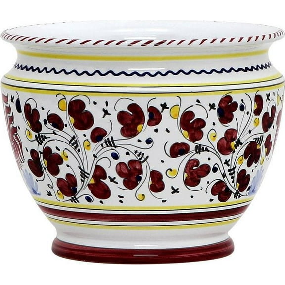 Cachepot Planter Vase Deruta Majolica Orvieto Rooster Small Red Ceramic