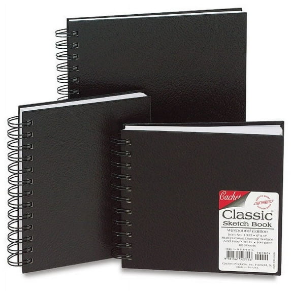 Cachet 5 x 7 Classic Black Wirebound Sketch Book