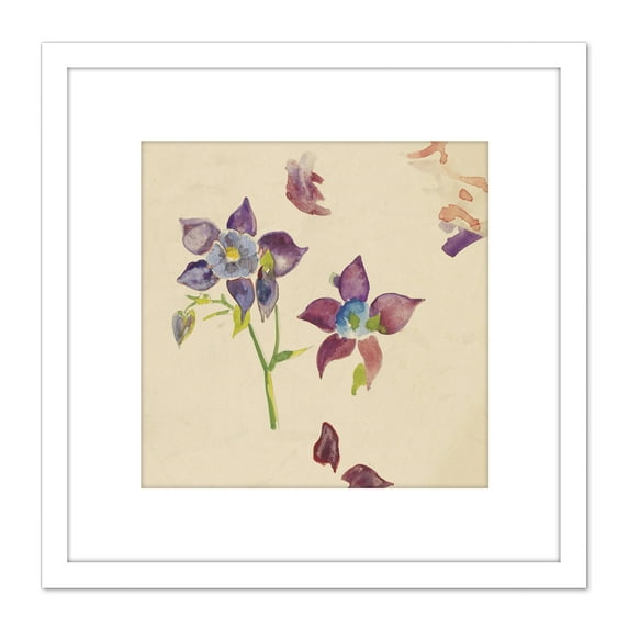 Cachet Floral Study Petals Nature Painting 8X8 Inch Square Wooden Framed Wall Art Print Picture with Mount