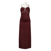 Cachet Sweetheart Neckline Rhinestone Detail Ruched Glittered Jersey Dress