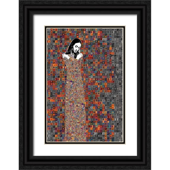 Cacho, Jose 17x24 Black Ornate Wood Framed with Double Matting Museum Art Print Titled - El Abrazo