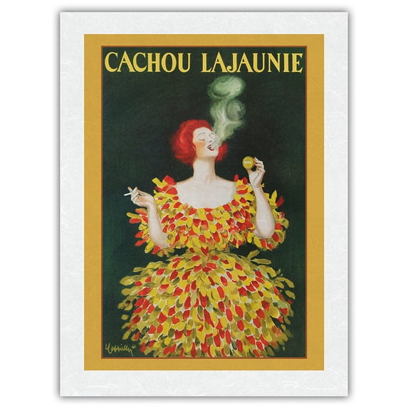Cachou Lajaunie - Licorice Breath Mints - Vintage Advertising Poster by Leonetto Cappiello c.1920 - Japanese Unryu Rice Paper Art Print (Unframed) 18 x 24 in
