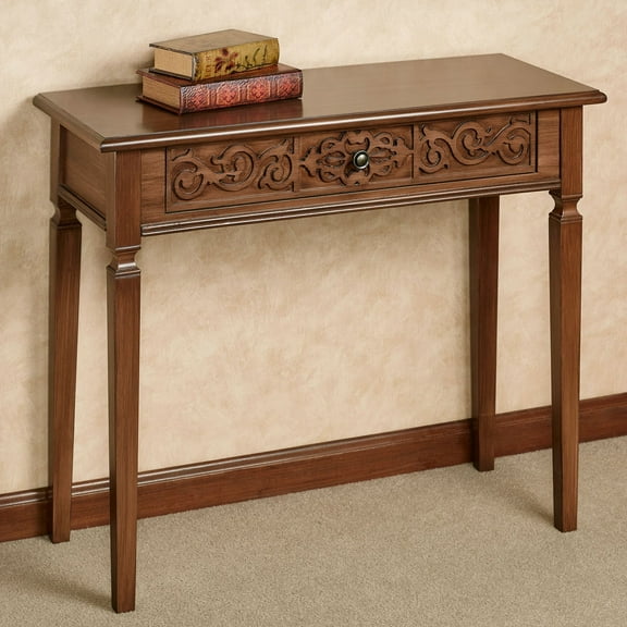 Cacia Carved Console Table Regal Walnut Regal Walnut