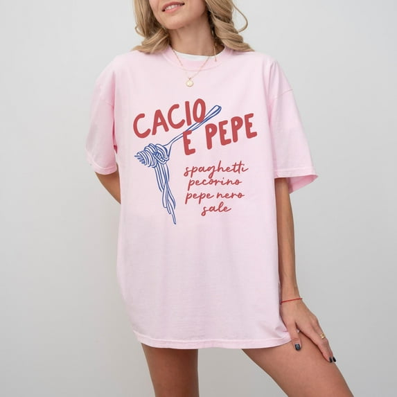 Cacio E Pepe Cotton T-Shirt Boho Retro Style, Trendy Graphic Tee Italian Foodie, Pasta Lov