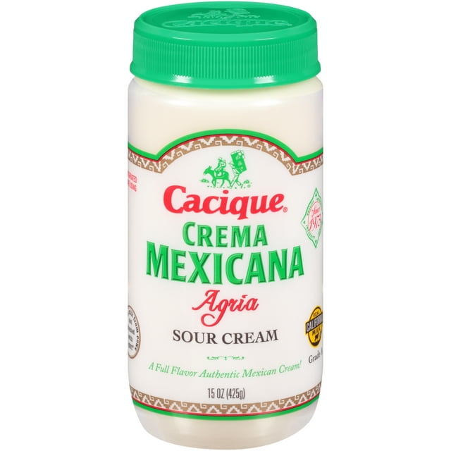 Cacique Crema Mexicana Agria, Sour Cream, 15 oz Jar (Refrigerated)