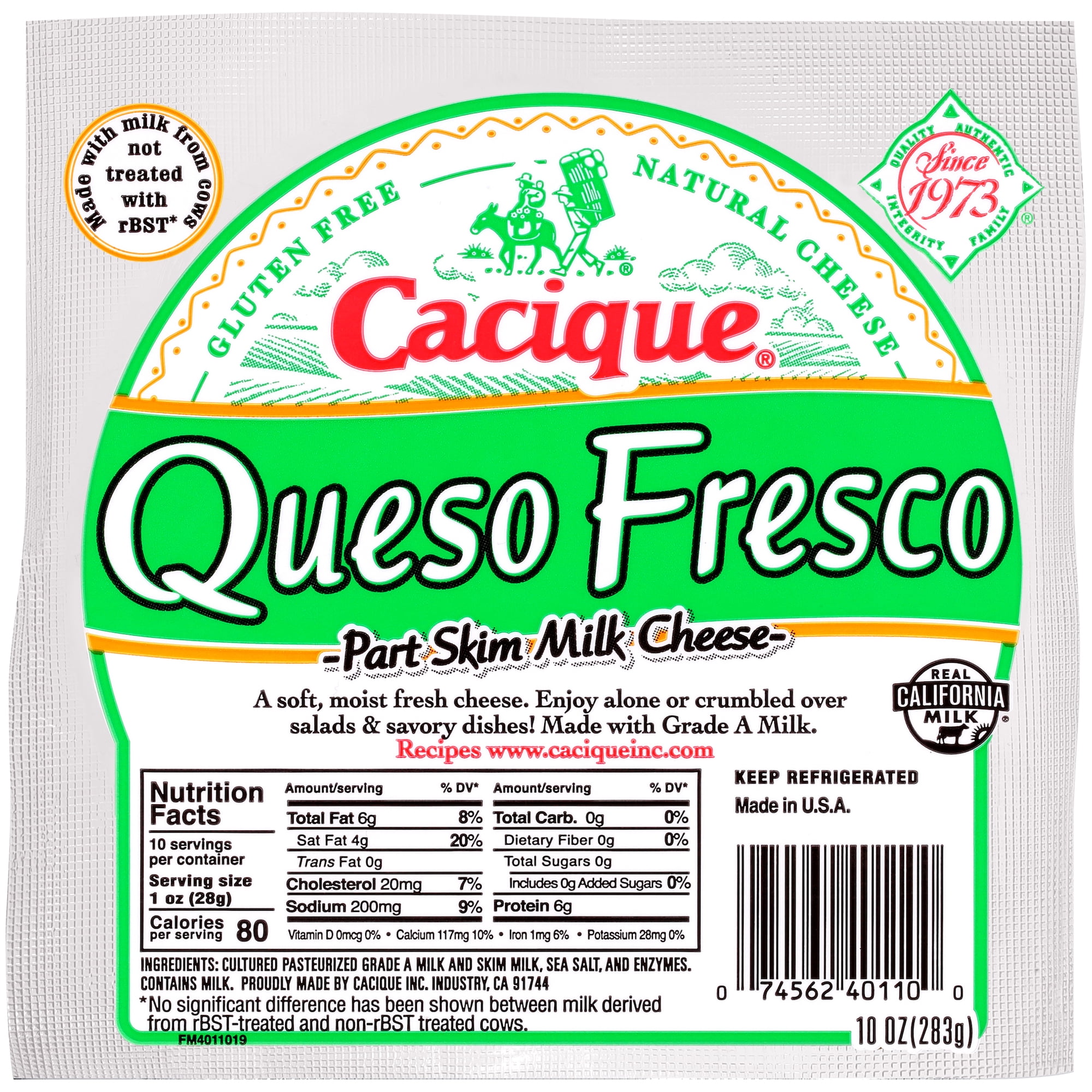 Cacique Queso Fresco Part Skim Milk Cheese, 10 oz (Refrigerated