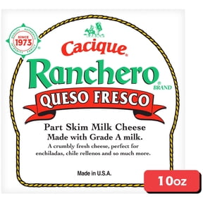 Cacique Ranchero Queso Fresco, Fresh Mexican Crumbling Cheese, Part Skim Milk, 10 oz (Refrigerated)
