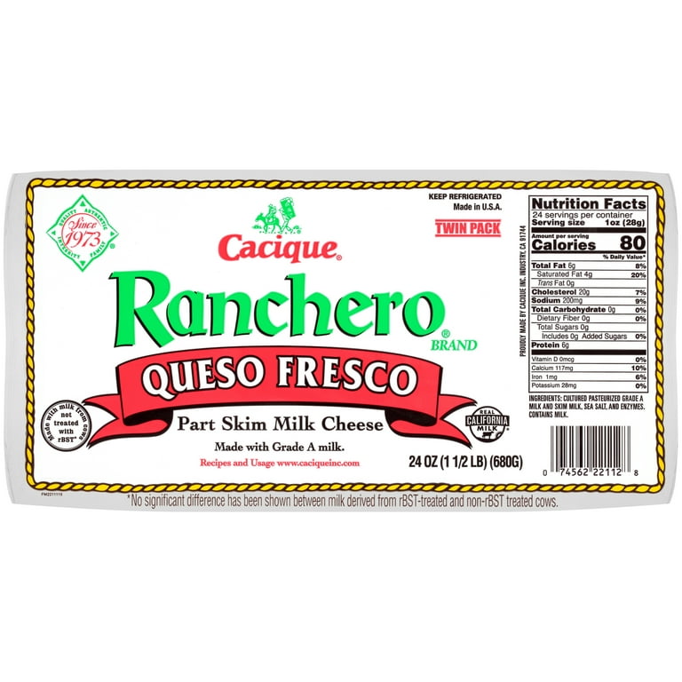 Cacique Ranchero Fresh Queso Fresco Cheese, 24 oz, 2 Count (Refrigerated)