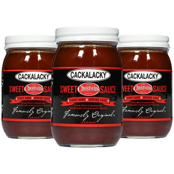 Cackalacky Cheerwine Sweet Sauce - 3 Pack 16 oz Jars, Gourmet BBQ Sauce Allergen-Free