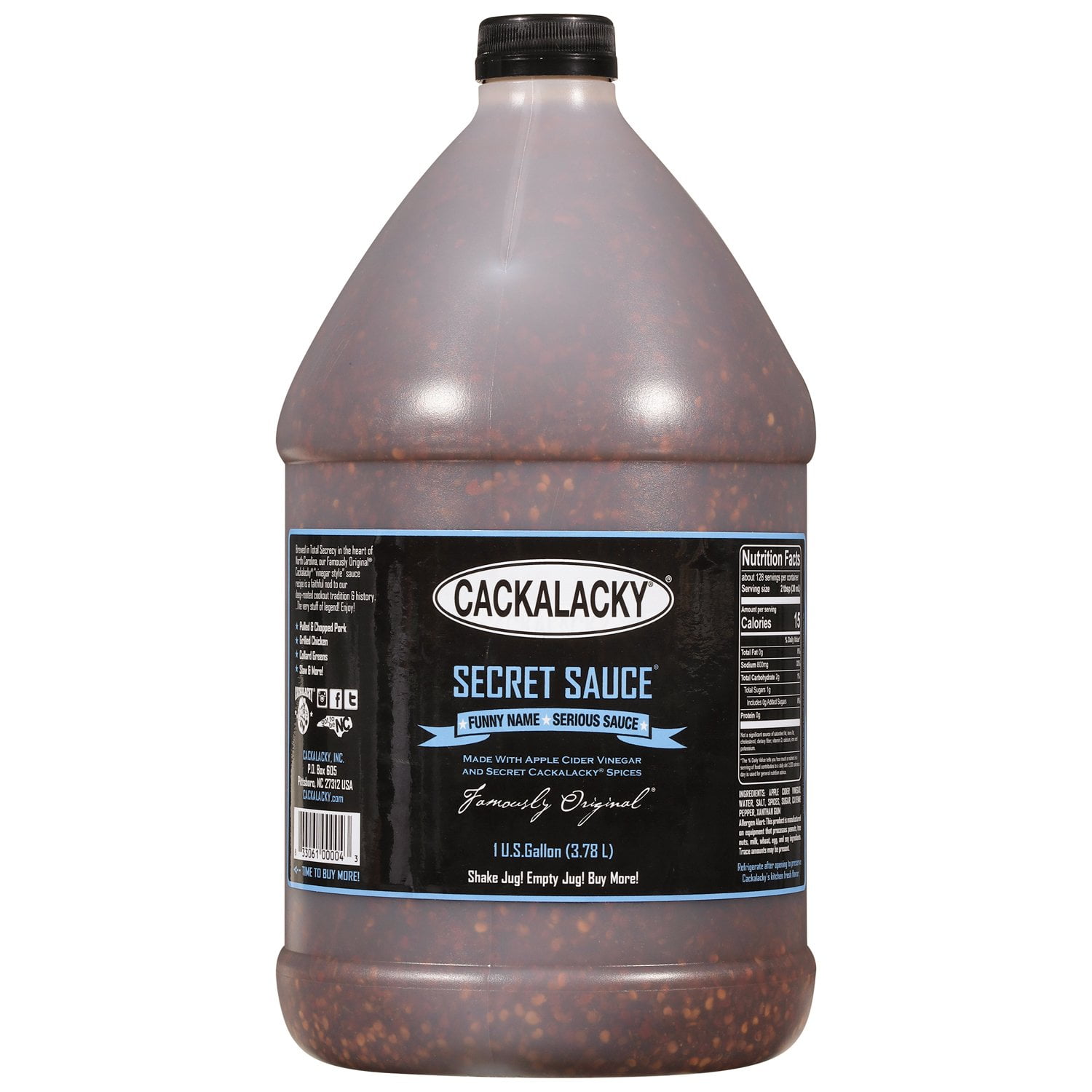 Cackalacky Famously Original Secret Sauce - 1 Gallon Jug - Gourmet Vinegar-Based Marinade \u0026 Dipping Sauce, Crafted with Natural Spices for Authentic Southern Flavors