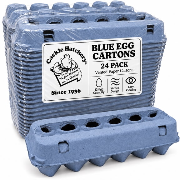 Cackle Hatchery Vented Paper Pulp Egg Cartons (Blue) - 24 Pack