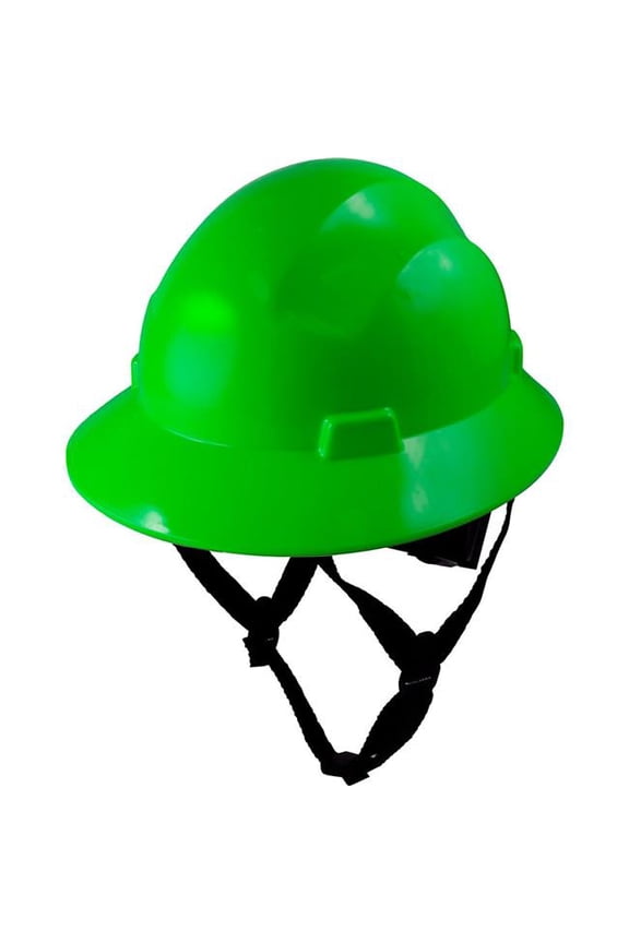 B3179985 Full Brim Hard Hat, 4 Point Ratchet Suspension Non-Vented Class E G Type 1 - Green