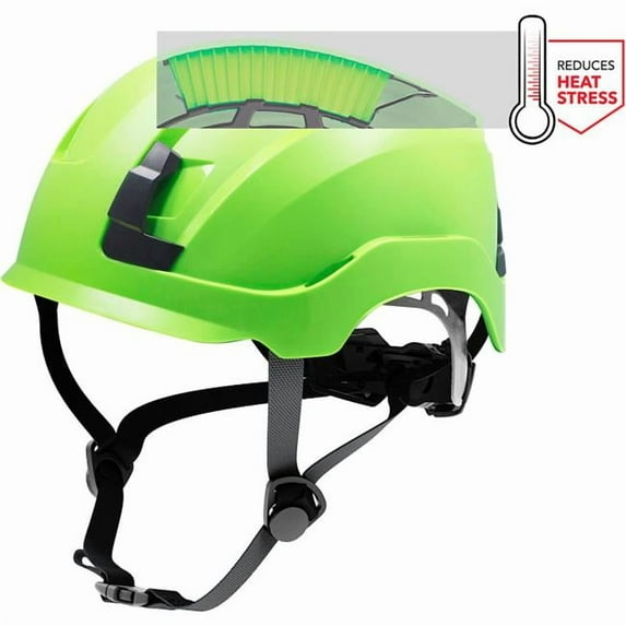Caco America B3166778 Non-Vented Safety Helmet 4-Point Adjustable Ratchet Suspension - Green