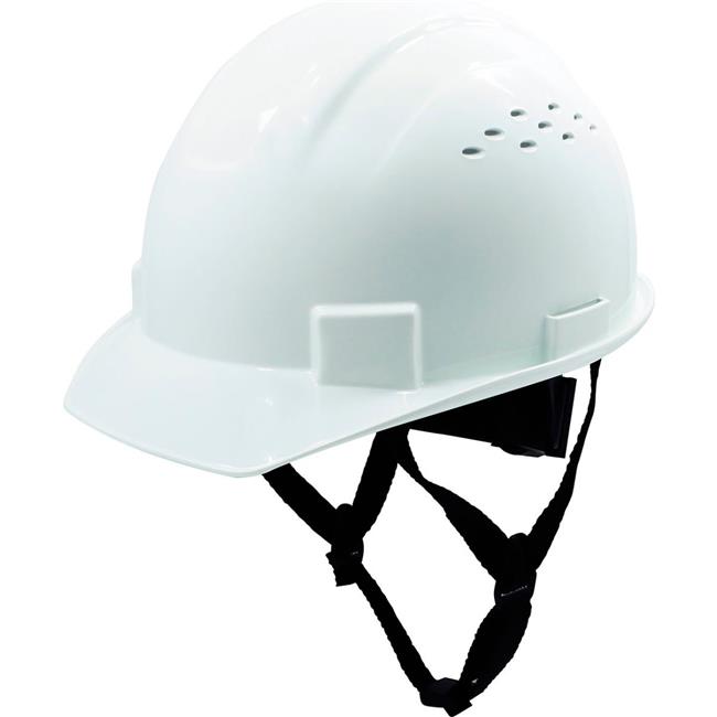 Caco America B3166681 Vented Cap Style Hard Hat 4-Point Adjustable Ratchet Suspension - White
