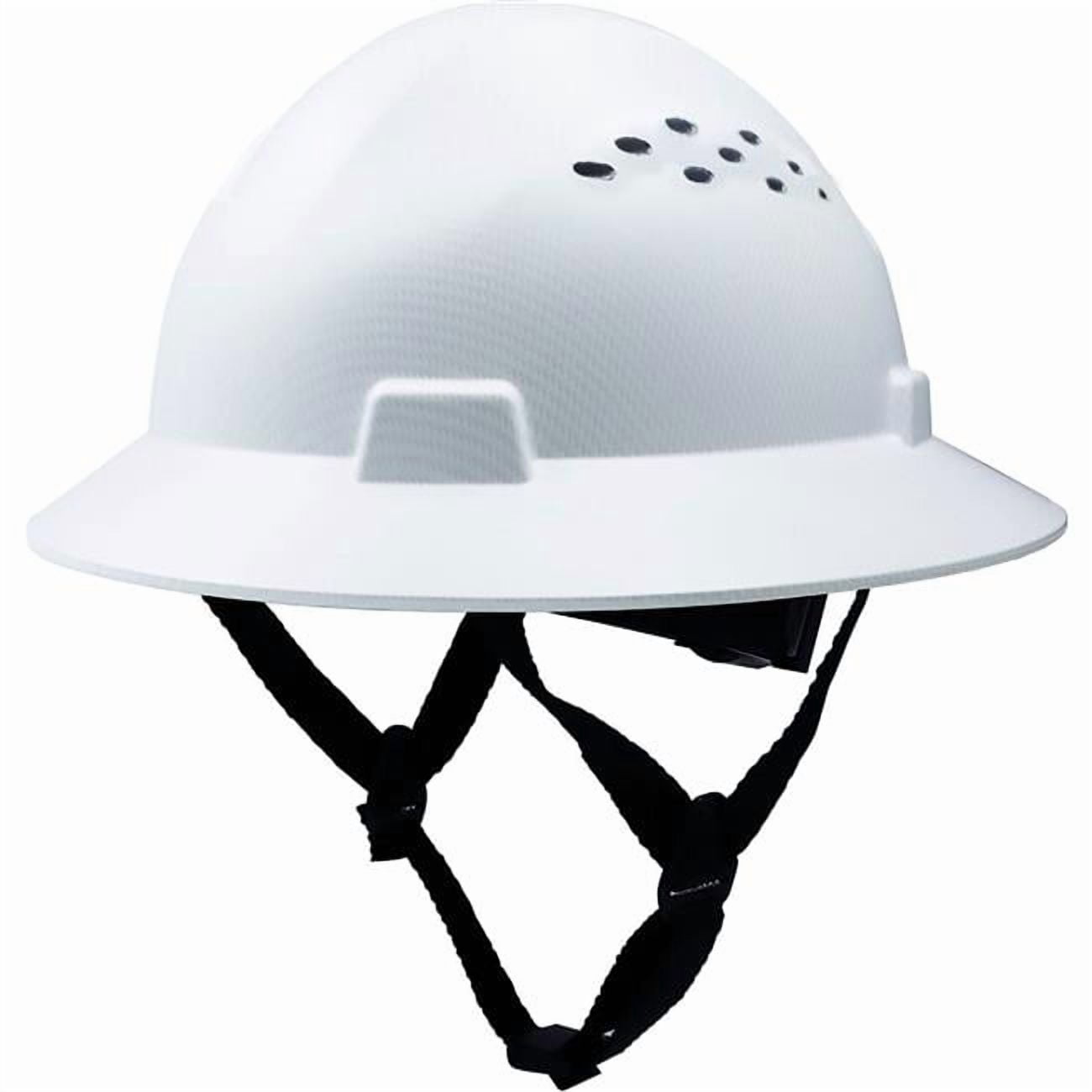 Caco America B3166718 Vented Full Brim Hard Hat 4-Point Adjustable Ratchet Suspension - White