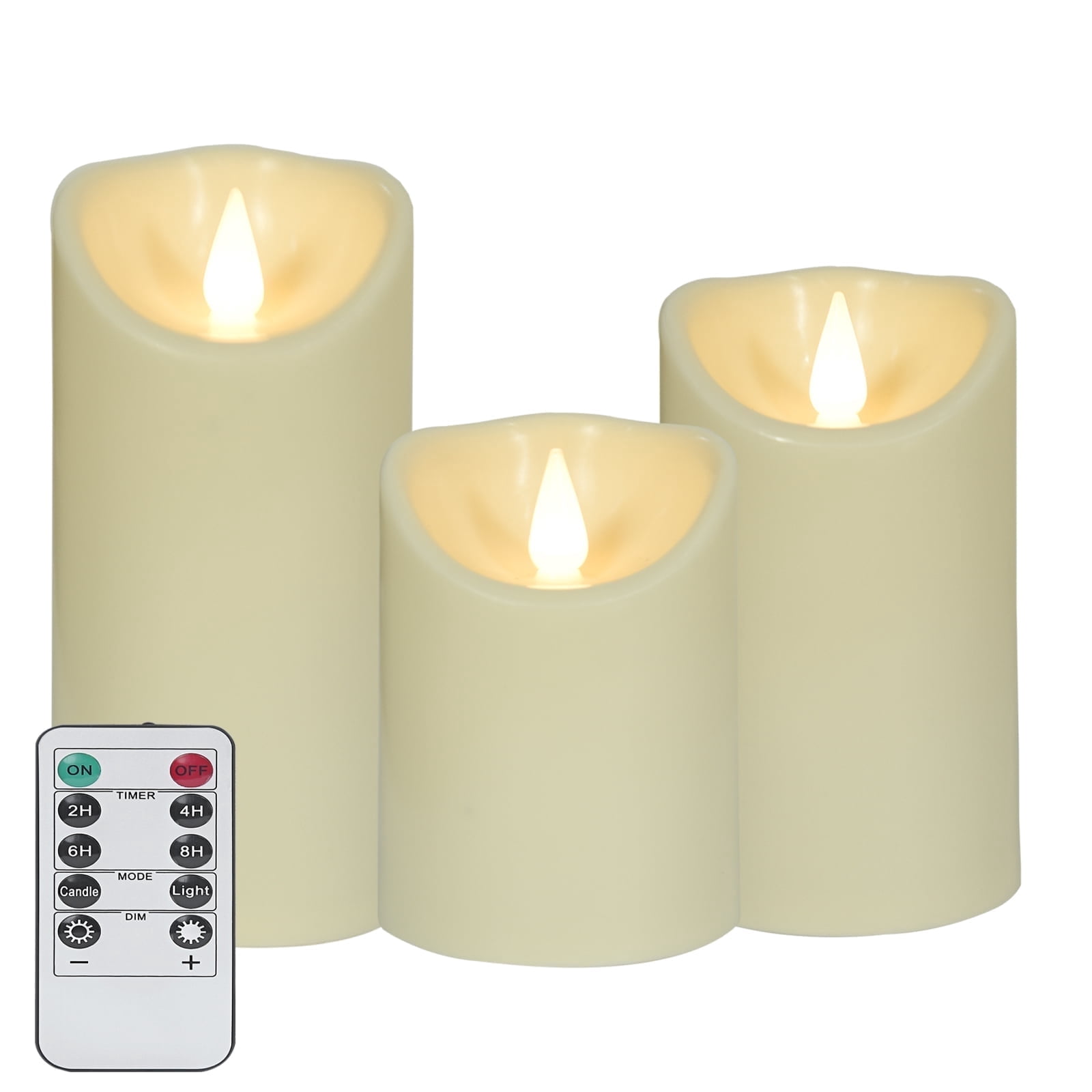 Command Candles Cacou 3-Pack Flickering LED Flameless Candles with Remote Control for ...