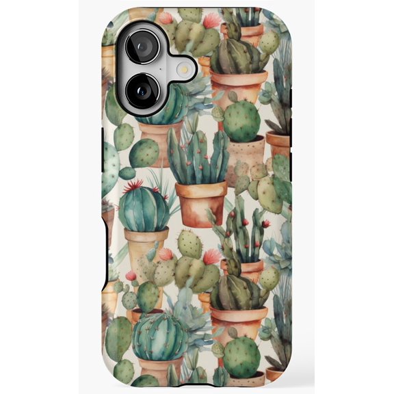 Cacti Pattern Desert Botanical Nature Greenery Phone Case for iPhone 11 12 13 14 15 16 17 Pro Max