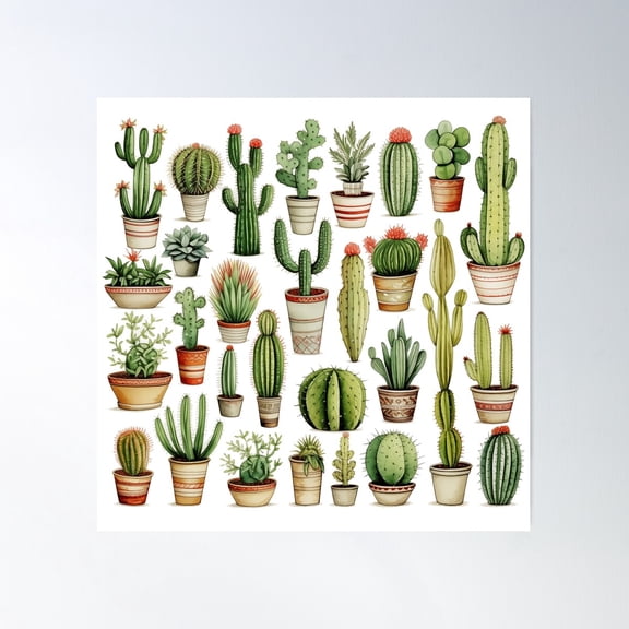 Cacti Tapestry Poster Wall Art, Modern Wall Decor For Living Room Bedroom, 24x24 UNFRAMED