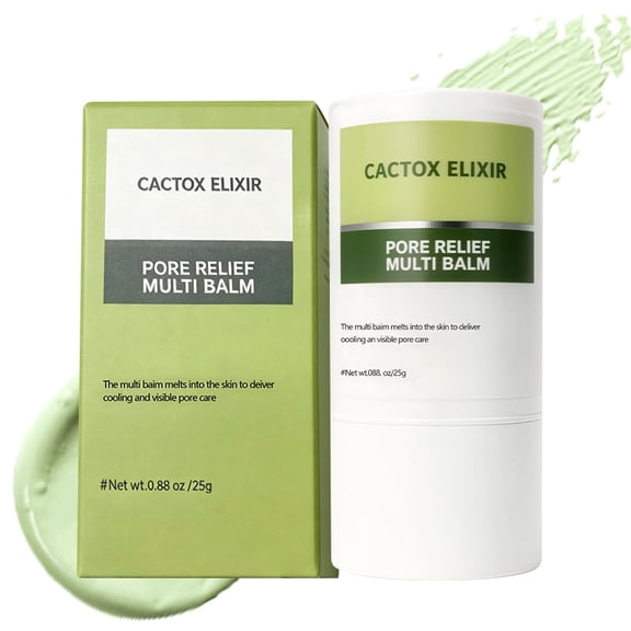 Cactox Pore Relief Multi Balm Stick, Refining Facial Stick for Puffy Skin and Pores, Cooling Balm with Cactus Extract for a Smoother Appearance