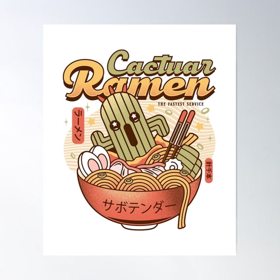 Cactuar Ramen Vintage Poster Wall Art, Modern Wall Decor For Living Room Bedroom, 8x12 UNFRAMED