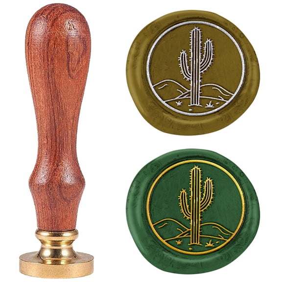 Cactus 1" Wax Seal Stamp Retro Sealing Stamps Removable Brass Head Seal Stamp with Wooden Handle Sealing Wax for Envelope Greeting Card Letter Wedding Invitations Gift Wrapping Decor for DIY