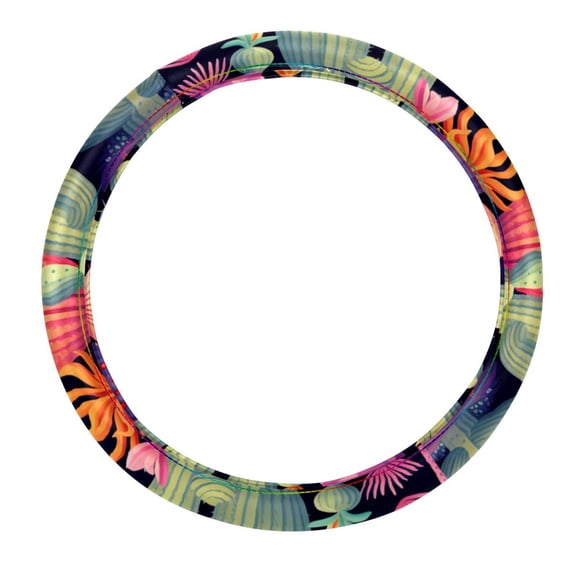 Cactus 14.5 Inch Printing PVC Leather Auto Accessories Car Wheel Cover Steering Wheel Covers Car Wheel Covers