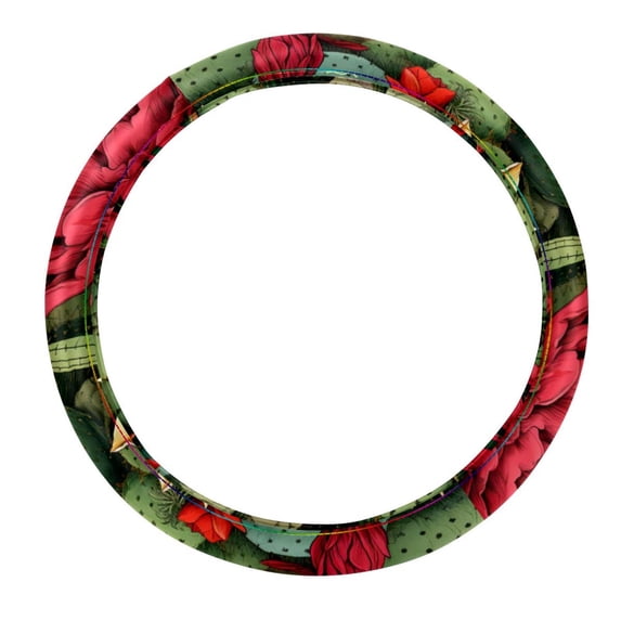 Cactus 14.5 Inch Printing PVC Leather Car Wheel Cover, Steering Wheel Covers, Auto Accessories